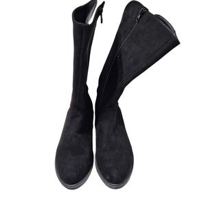 Cat & Jack Kids Black Suede Tall Meranda Boots Side Zip Size 4